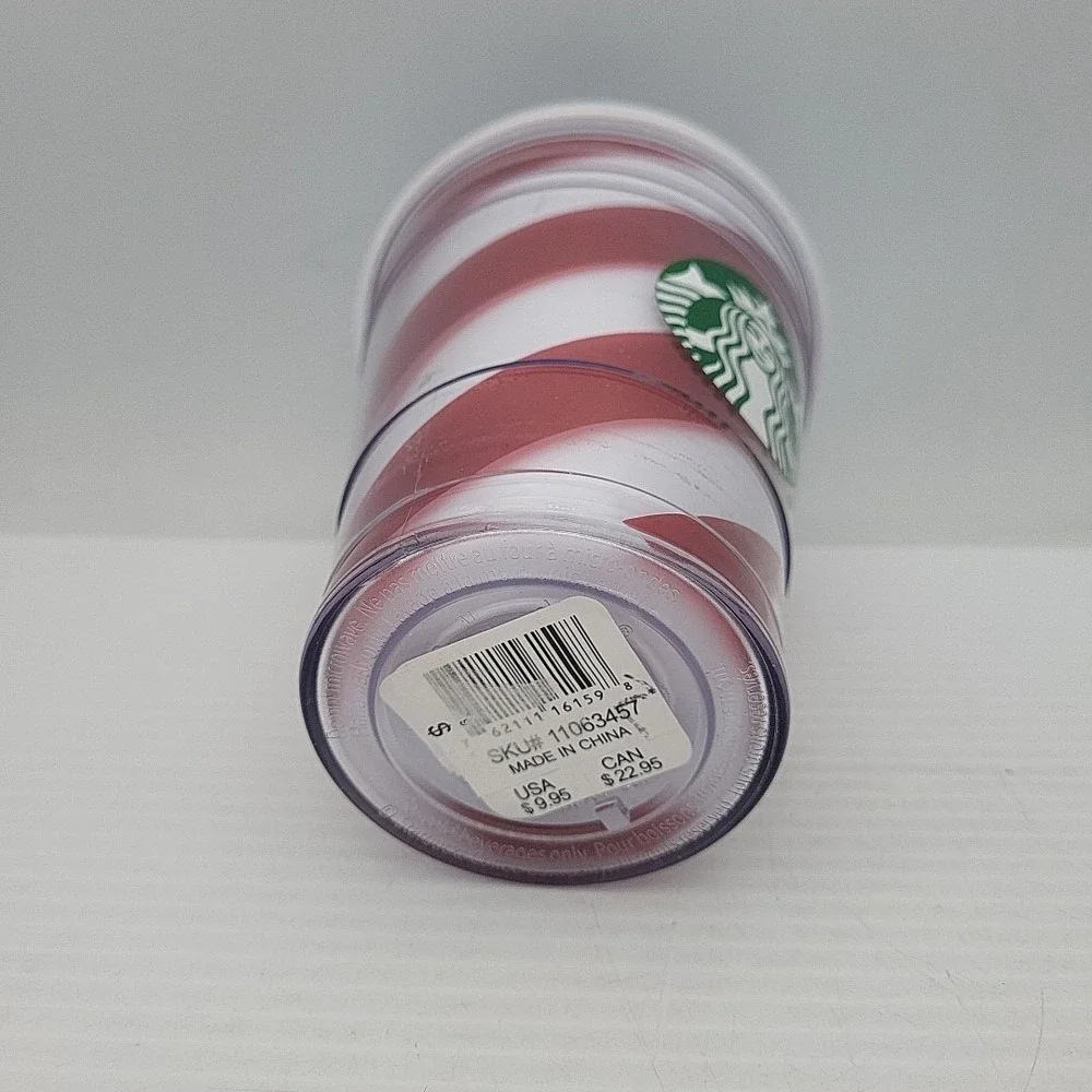 Starbucks 2016 Christmas Holiday Candy Cane Cold Cup Tumbler‎ 12 oz